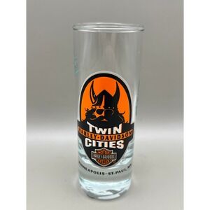 Harley-Davidson Twin Cities Minneapolis St Paul Viking Tall Shot Glass 4.25"